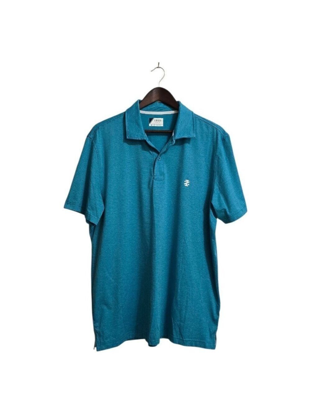 Izod Teal Golf Grid Polo Sz M